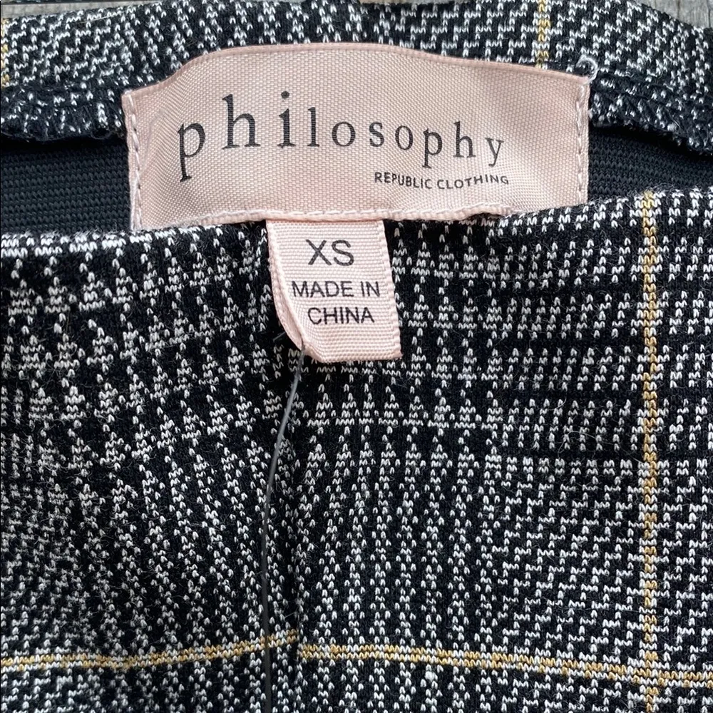 New Woman’s XS Philosophy Gray Plaid Trouser Leggings Career Office Business - Image 2