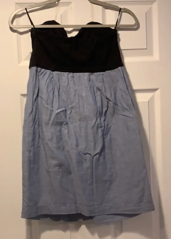 Black Chambray Strapless Dress - Image 2