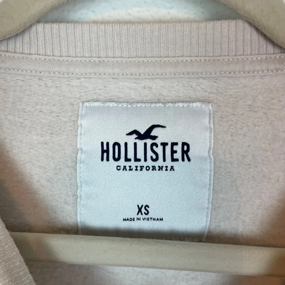 Hollister Women's XS Cream Cropped Henley Sweatshirt Top Casual Comfy Loungewear - Image 4
