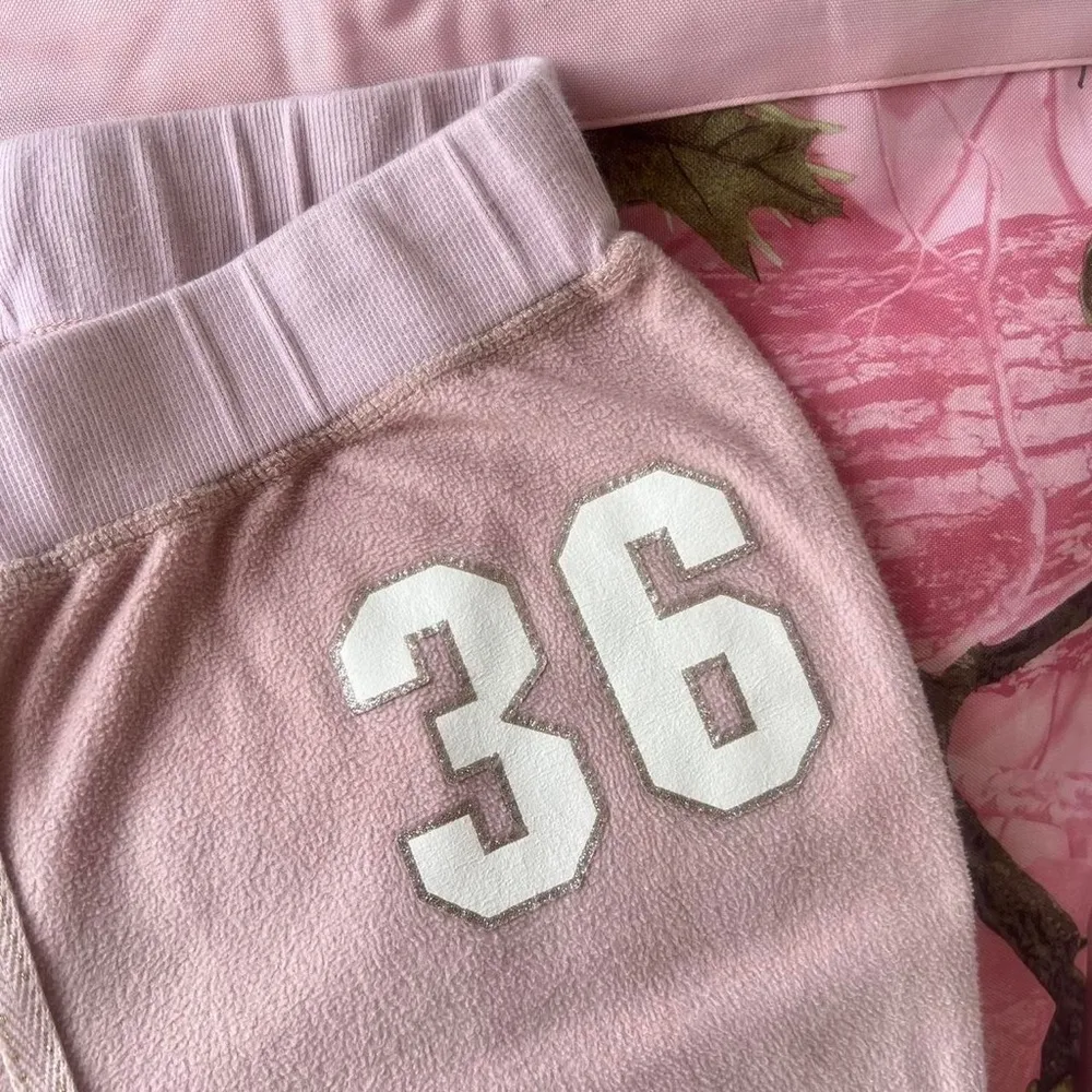 y2k pink fleece embroidered sweatpants / joggers - Image 3
