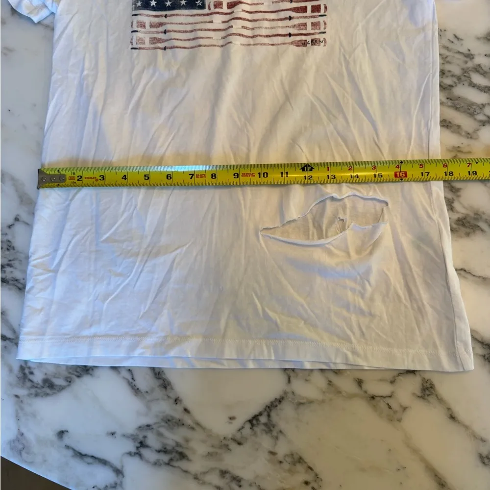 NWT J Crew Factory Oars American Flag Graphic Tee Size M - tear - make a cut off - Image 7