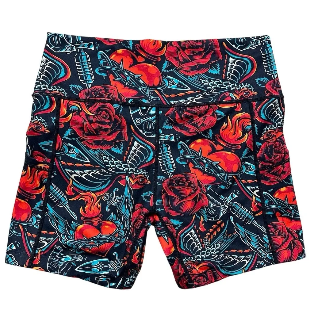 Constantly Varied Gear 5” Workout Shorts Womens Size M Vintage Tattoo High Waist Black Size M - Image 3