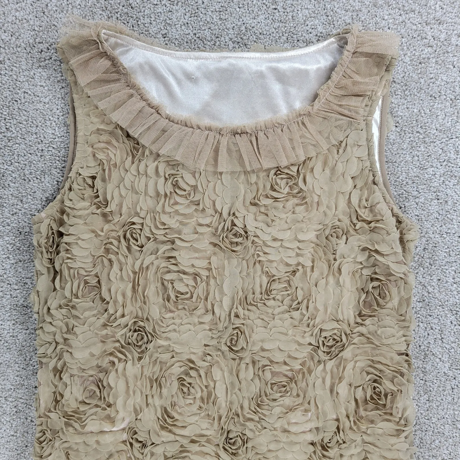 Bloomsbury Shift Dress Womens M Cream Tulle Rosette Floral Cocktail Party Lined Size M - Image 12