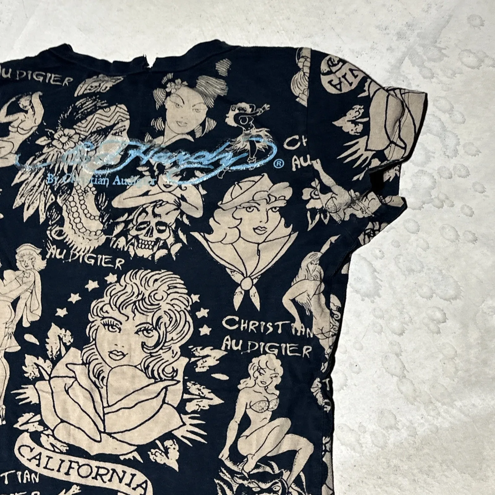 Ed Hardy Women's Tiger Mini AOP T Shirt Dress Fitted Crew Neck Y2K SZ M RARE - Image 9