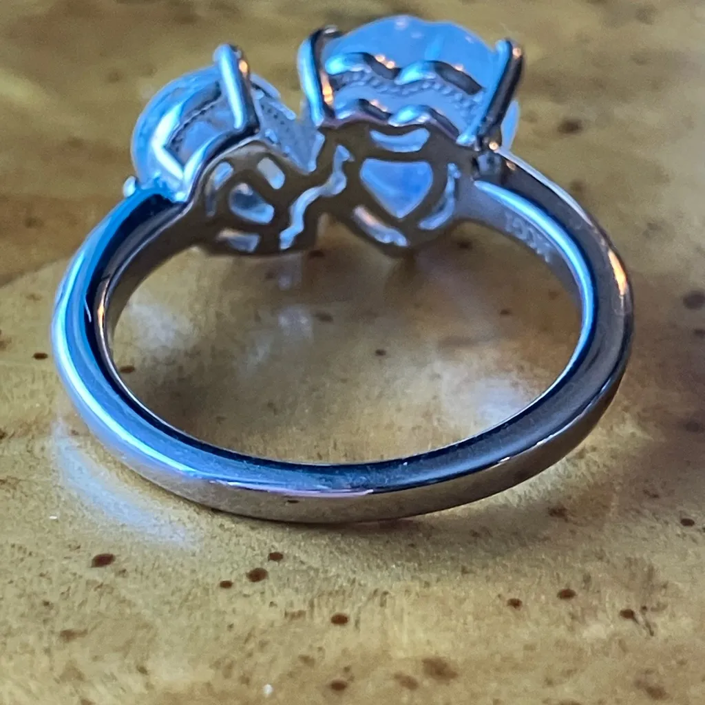 Natural Aquamarine Sterling Silver Heart Ring Size 5.75 - Image 5