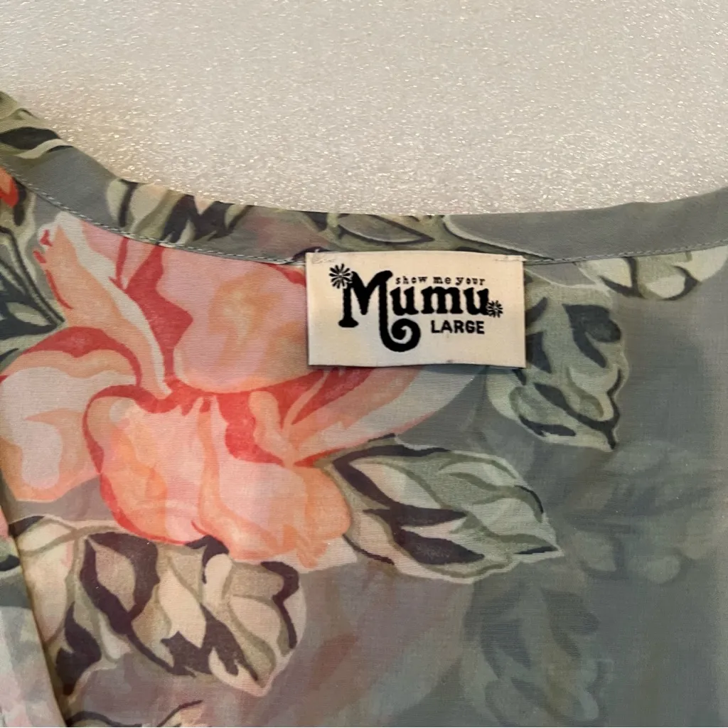 Show Me Your Mumu Floral Tie-Front Blouse - Green - Image 7