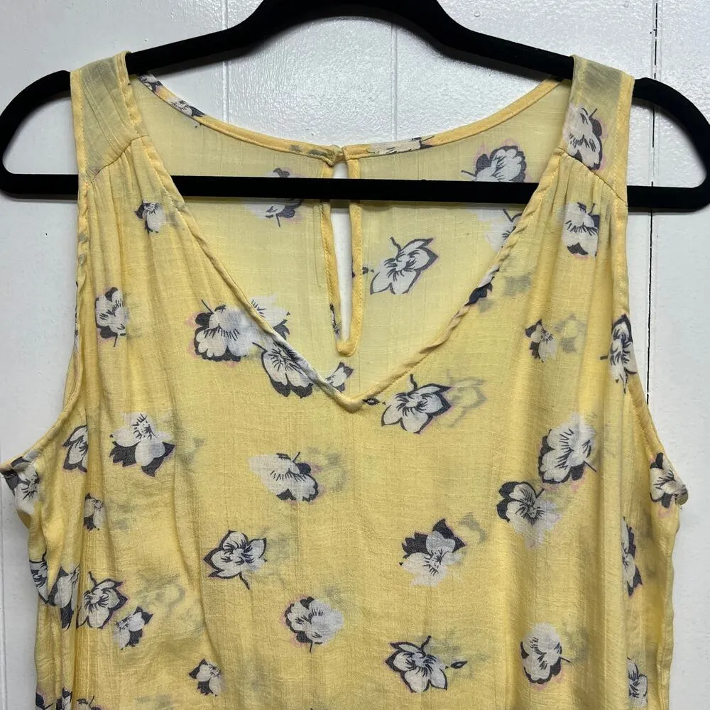 Floral Womens Top Medium Gauzy Lightweight Lined Fairy Cottagecore Beachy Dainty Yellow - Image 2