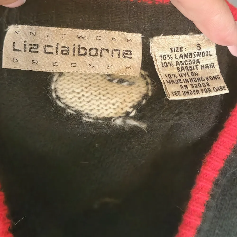 Liz Claiborne Vintage Lambswool & Angora Blend Abstract Sweater Dress Sz S - Image 11