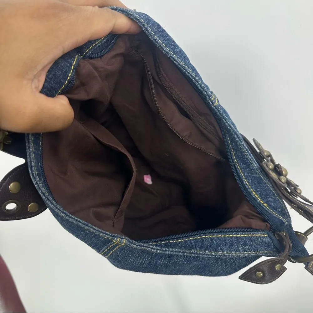 Vintage Y2K Boho Fairycore Denim Shoulder Bag Whimsical Floral - Image 9
