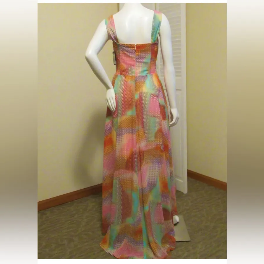 GUESS size 2 High Low Dress Colorful Polka Dot Hi-Low Formal NWT PROM - Image 5