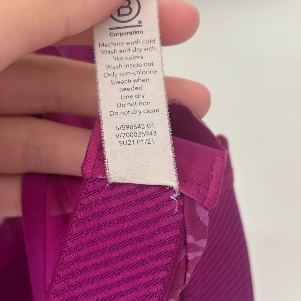 Athleta Advance Printed Sports Bra Fiji Magnolia Pink Animal Striped Zebra 36D - Image 9