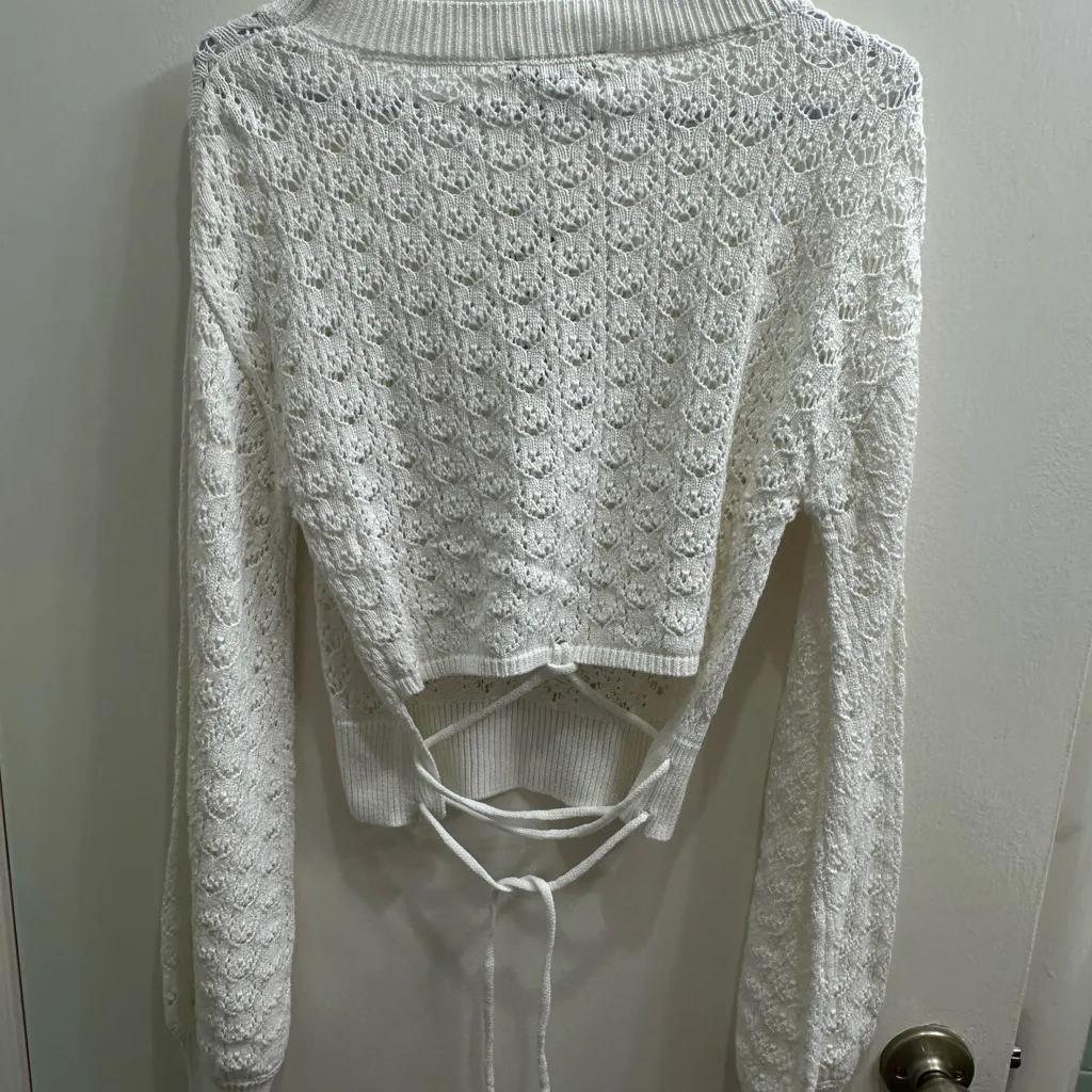 New Lulu's Cream Lace Knit Sweater - Image 7