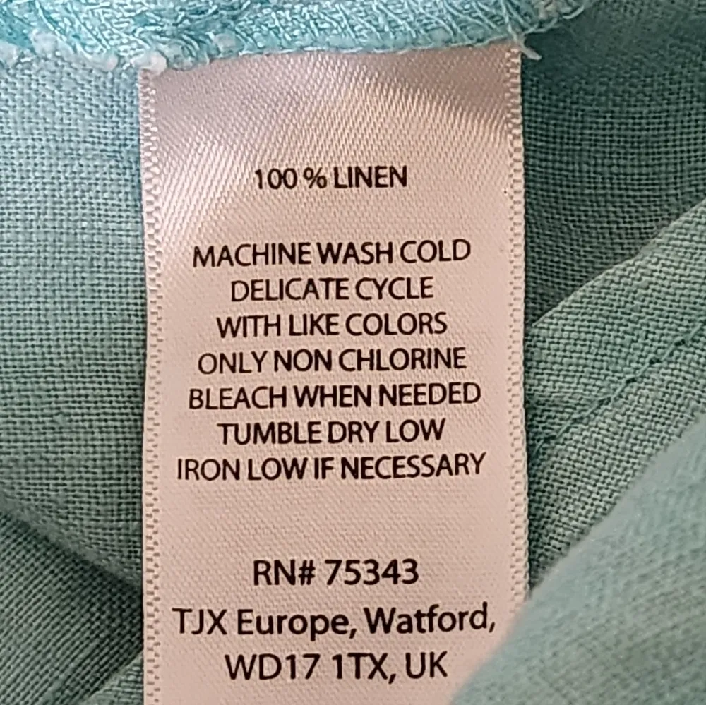 Cynthia Rowley Linen Top Womens Size S Roll Tab  Sleeves Pockets Collared Blue - Image 12