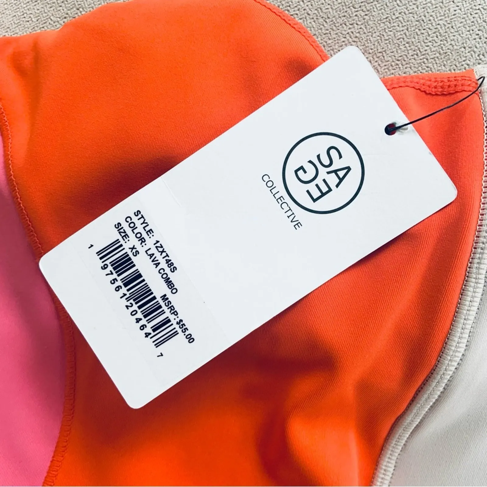Sage Collective Sports Bra Colorblock Athleisure Bra Top Size XS NWT Top Orange - Image 10