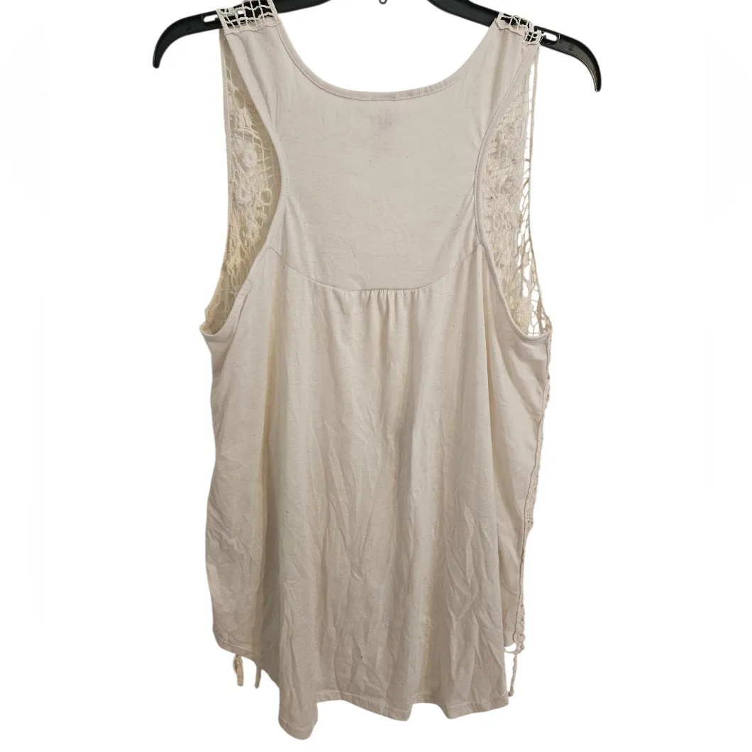 No Boundaries Cream Crochet Lace Fringe Vest Sleeveless XL (15-17) Boho Cottage - Image 3