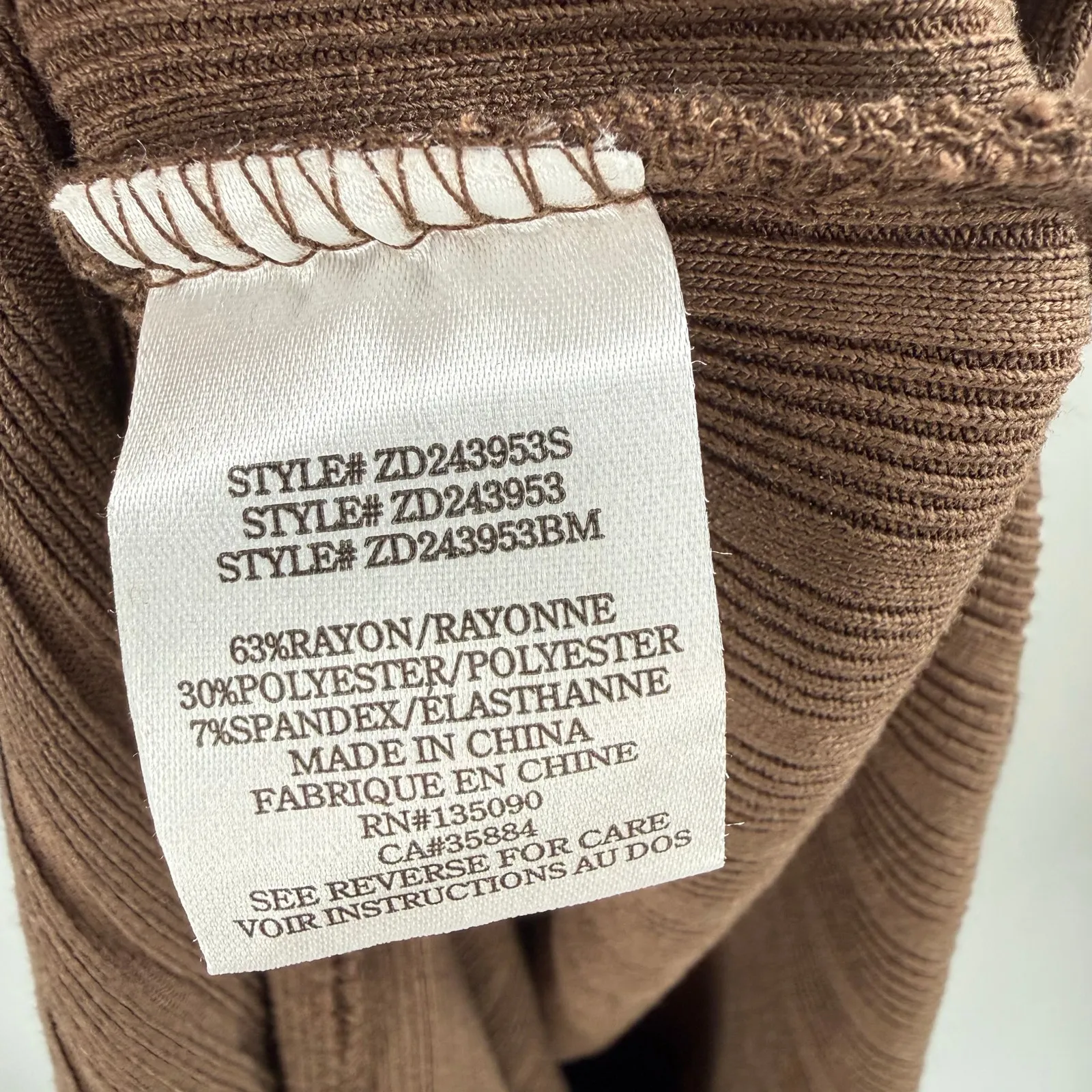 Z Supply Dress Women’s Size Large Raewyn Ribbed Chocolate Brown Midi Bodycon NWT - Image 15