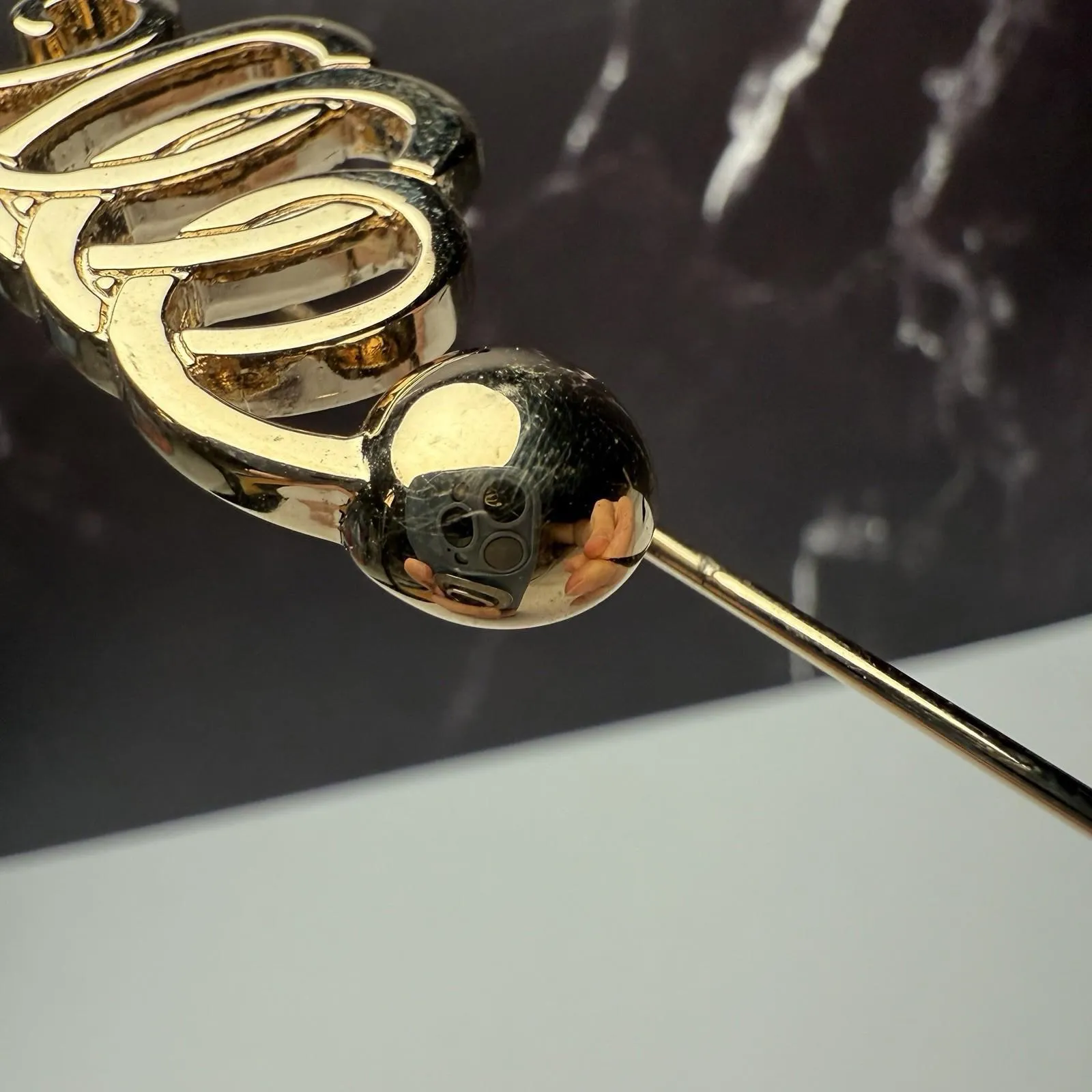 Salvatore Ferragamo Lapel Stick Pin Gold Tone Scroll Signed Made In Italy - Image 7