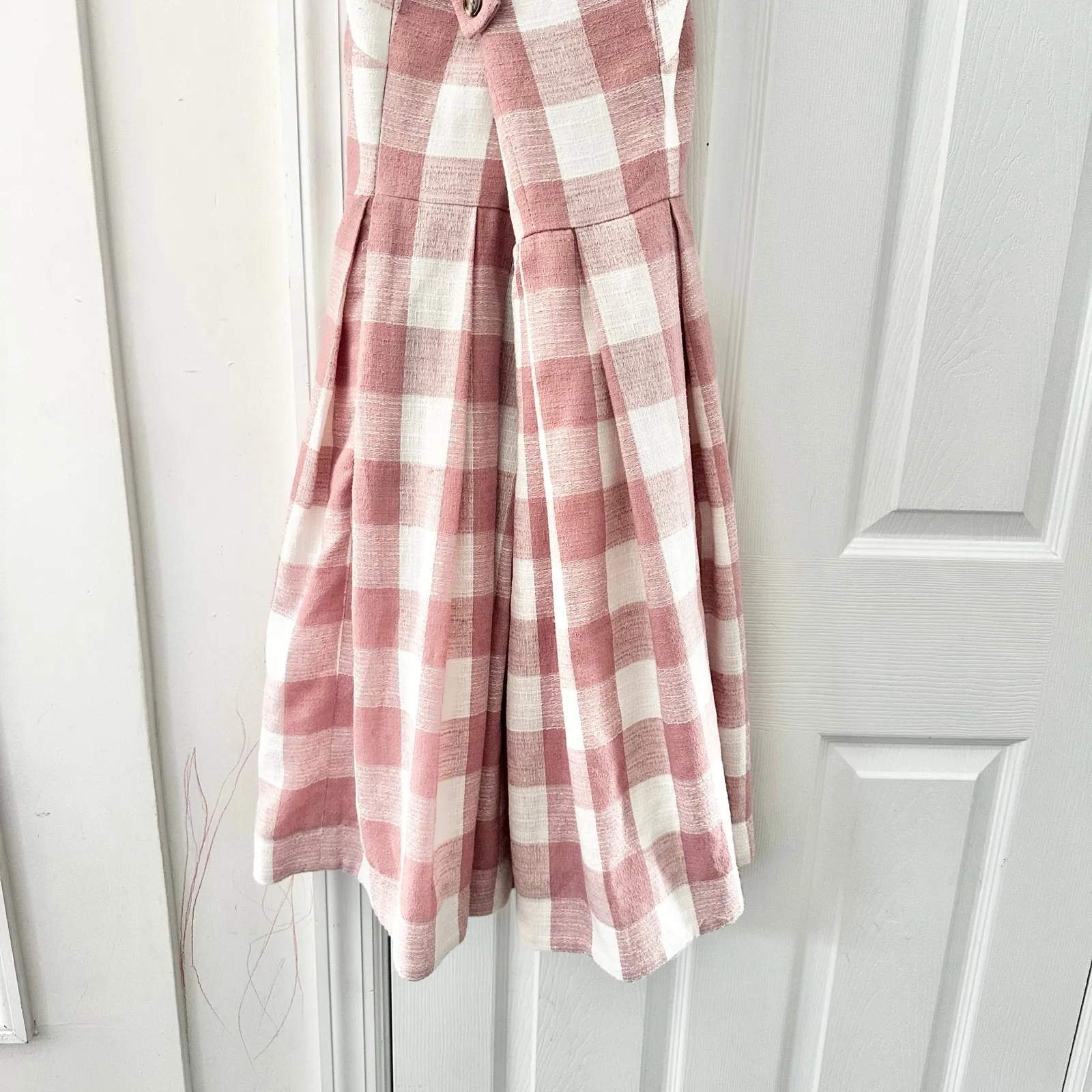 Gal Meets Glam Polly Pink White Gingham Checkered A Line Sun Dress 2 Girly Femme - Image 5