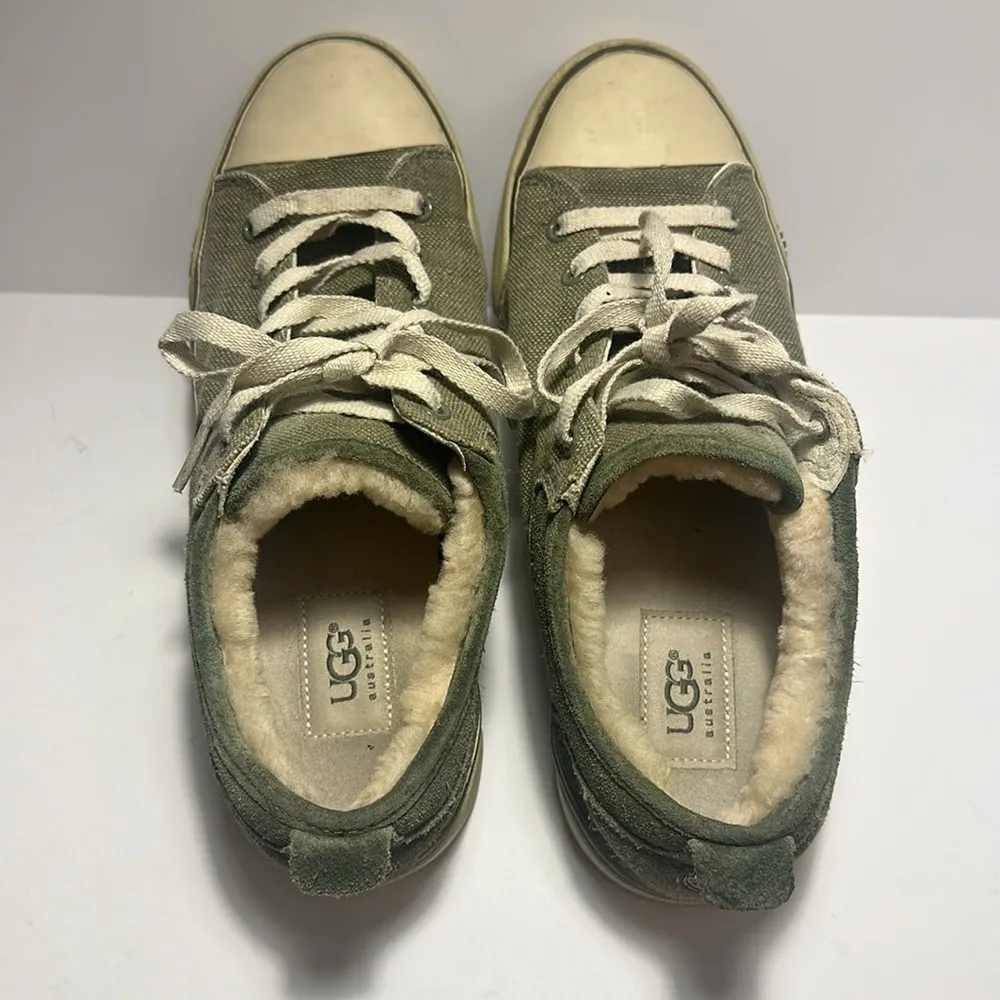 UGG Evera green Suede canvas Sheepskin Lined Sneakers Shoes Womens 8 - Image 3