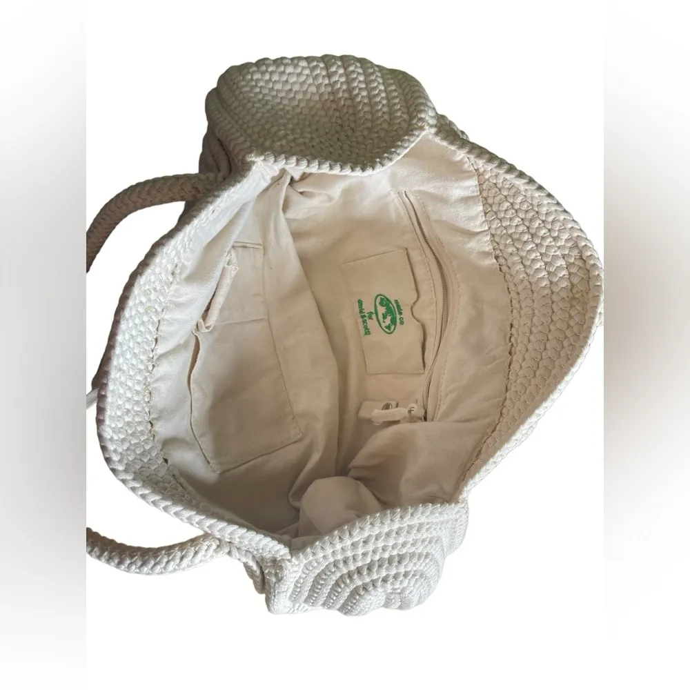 David & Scotti Cream White Handmade Boho Luxe Braided Macrame Rope Handbag Purse - Image 7