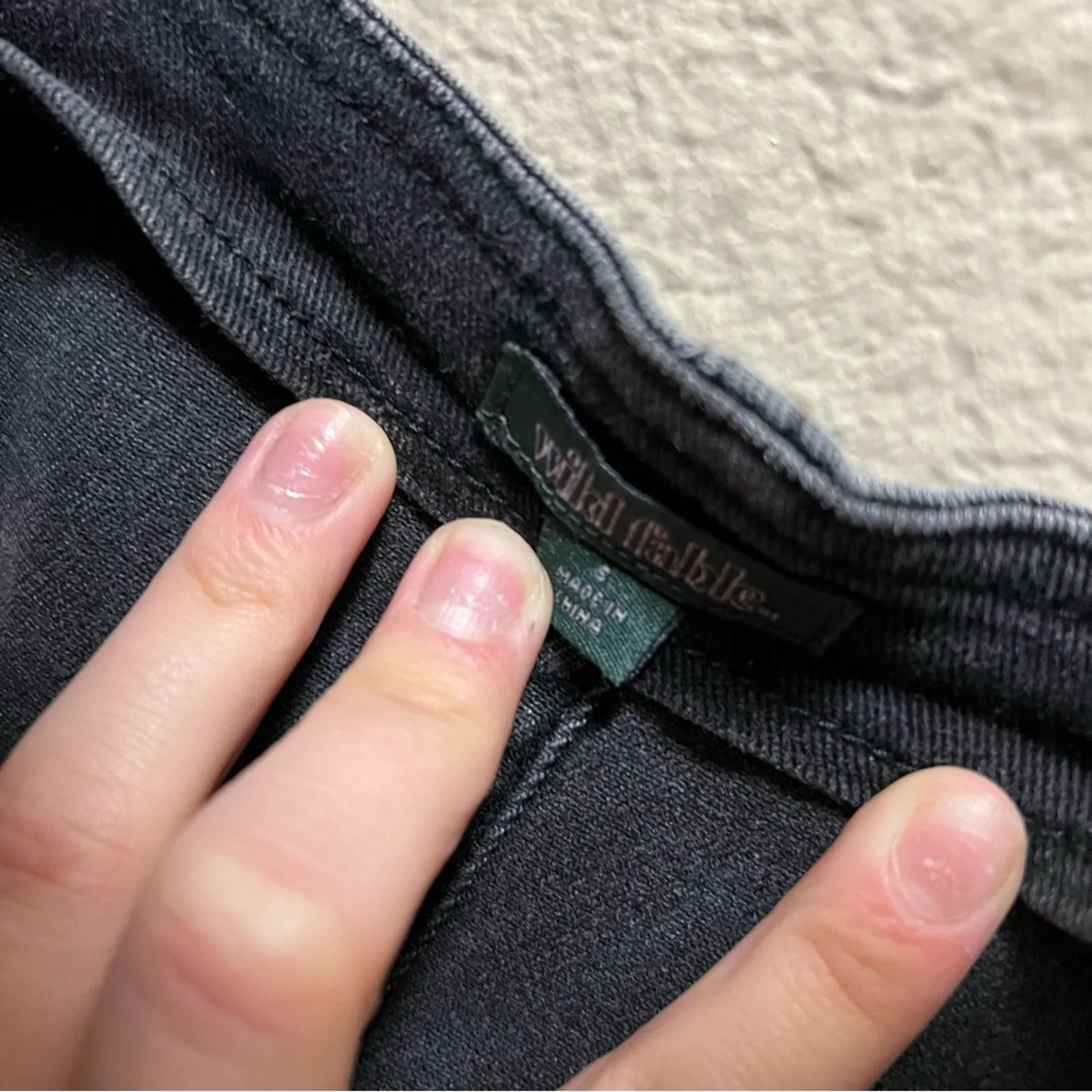 Wild Fable Black Denim Overall Mini Skirt Cut Off Frayed Size Small - Image 6