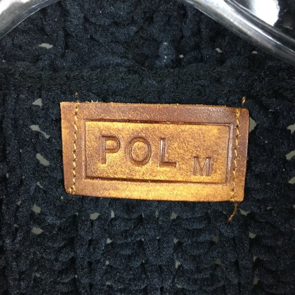 POL Black Cozy Fuzzy Soft Oversized Open Front Knit Sweater M - Image 6