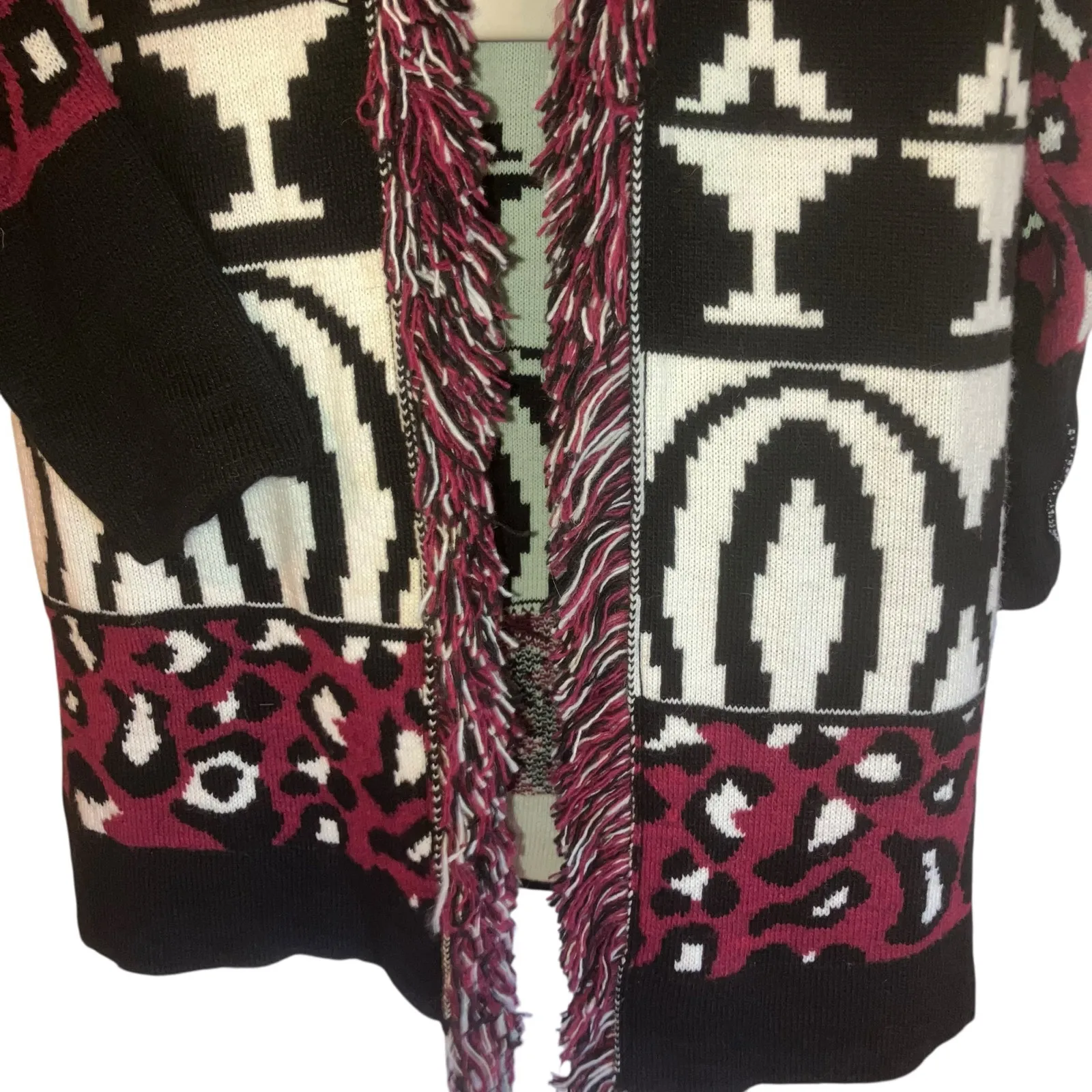 NWT San Lorenzo Open Cardigan Multiprint Aztect Blanket Sweater - Image 6
