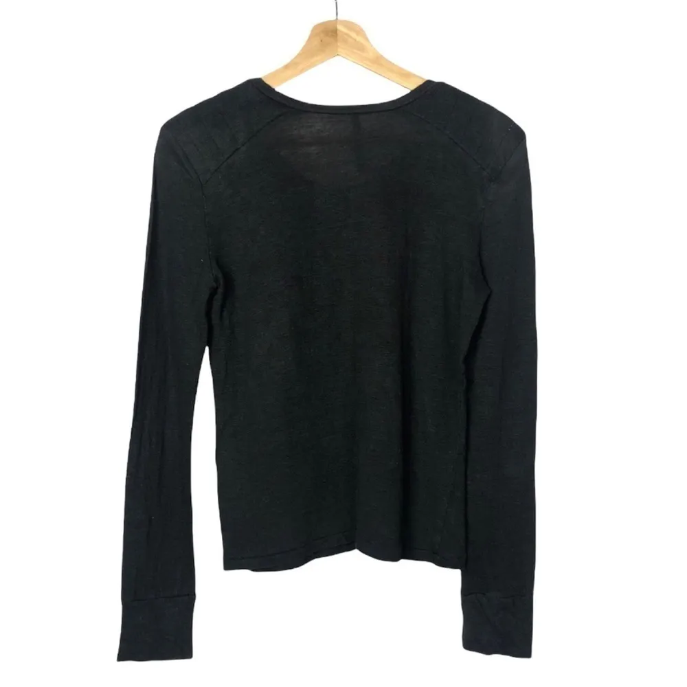 Joe's Jeans Black Dames Linen Long Sleeve T-Shirt M - Image 4