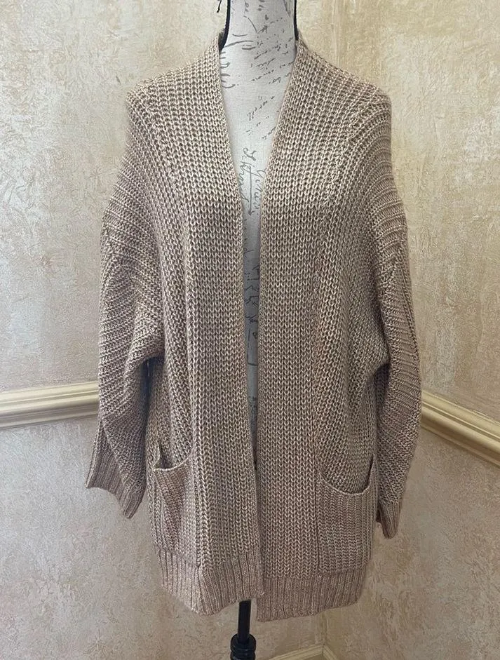 Lou & Grey Women Ribbed Knit Long Cardigan Pockets Oversized Slouchy Casual Sz 8 - Image 4