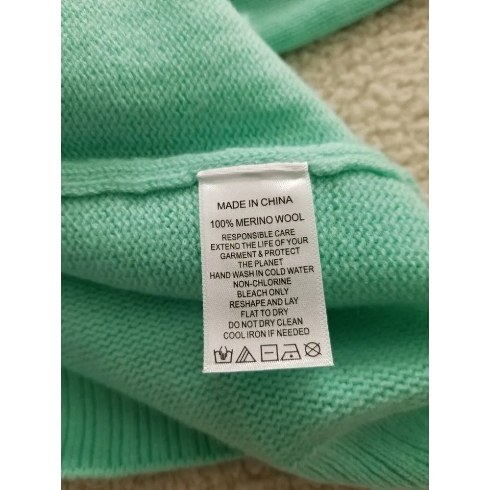 Hill House Home Cropped Silvia Sweater Ocean Wave Green 100% Merino Wool Size S - Image 9