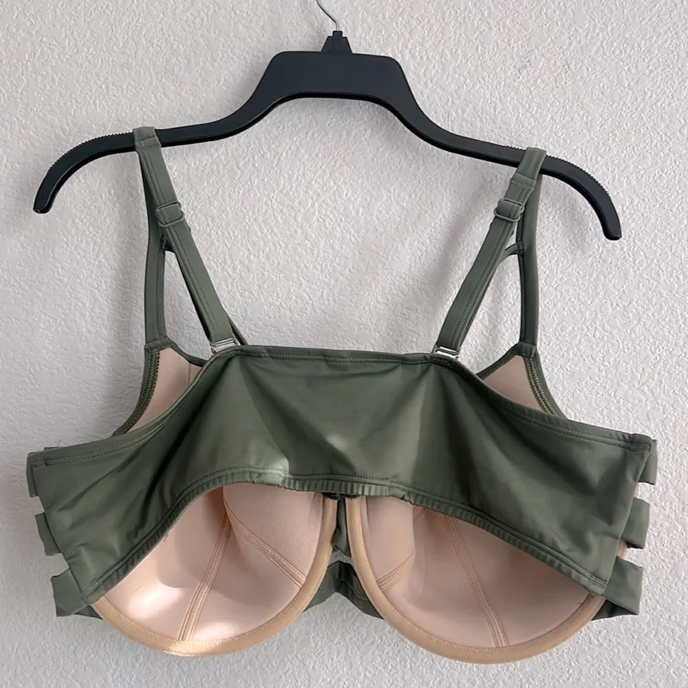 Cacique Swim Olive Underwire Lightly Lined Balconette Bikini Top, Size 42DD - Image 5