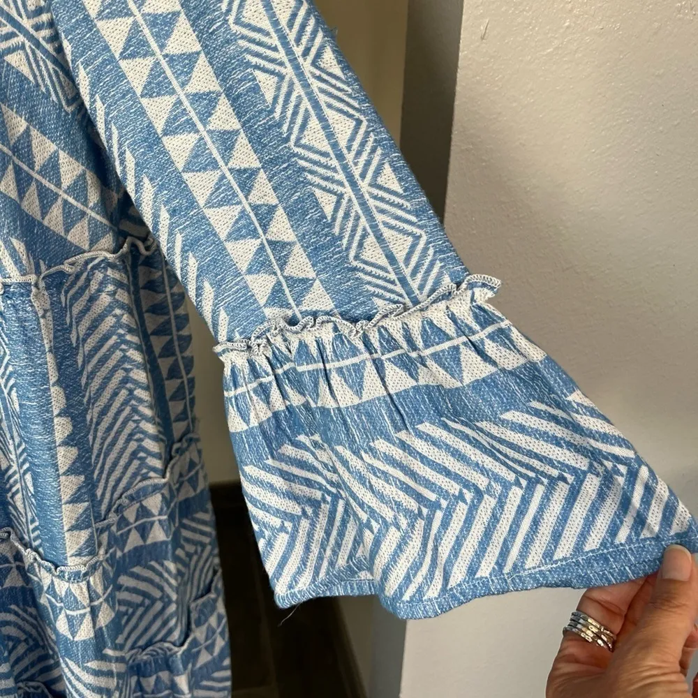 Mudpie Geometric Print Tiered Babydoll Shift Dress With‎ Flare Sleeves - Image 6