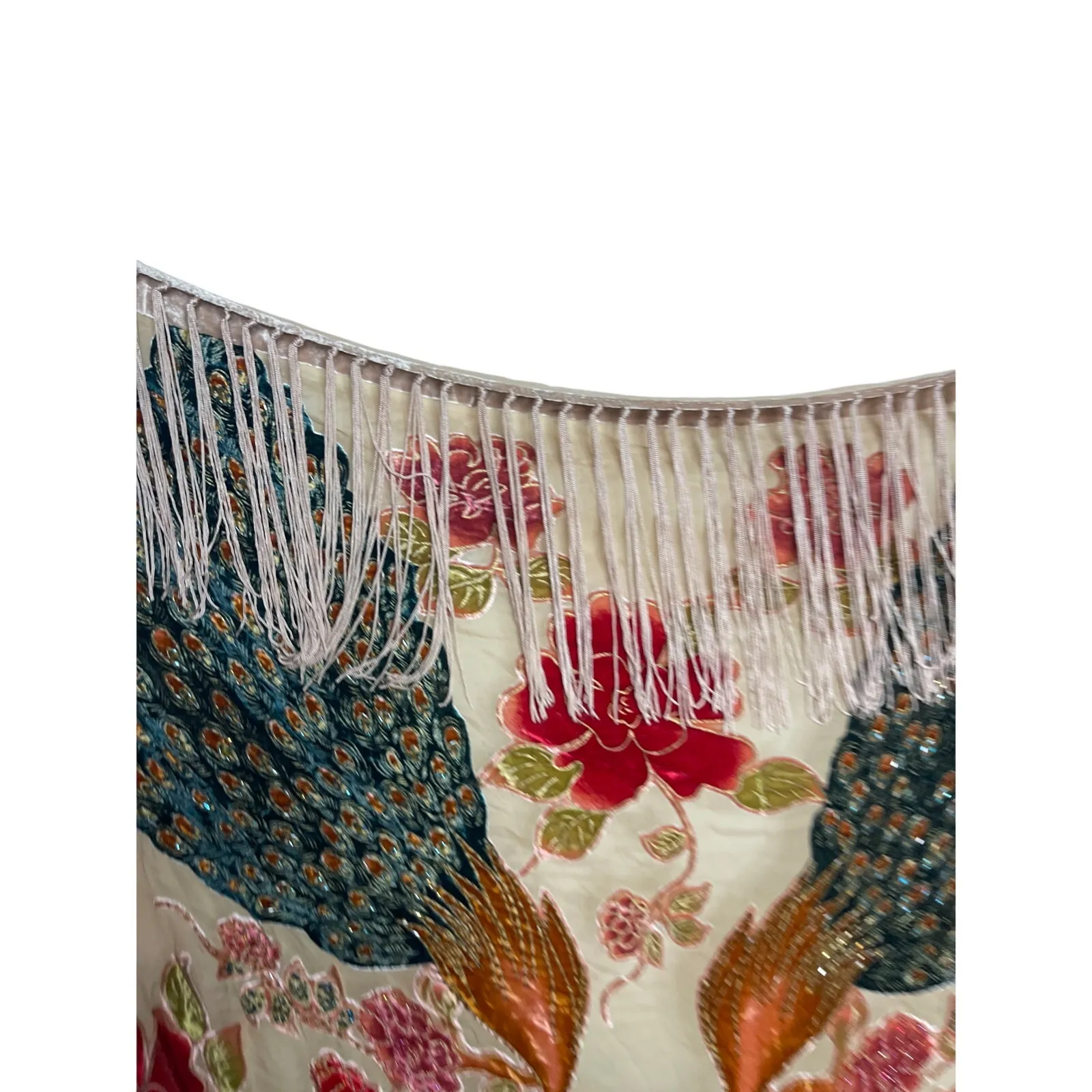 Women's Vintage Floral Peacock Velvet Silk - Image 3