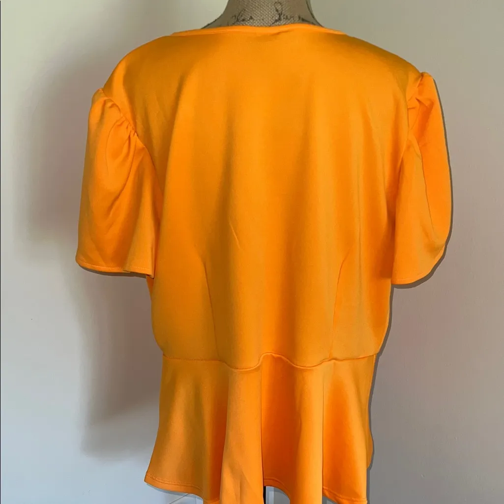 Ashley Stewart Short Sleeve Orange Wrap Top - Image 6