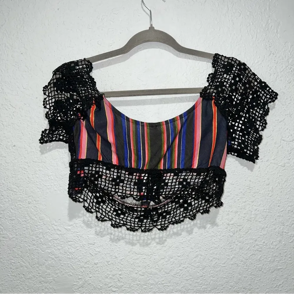 Free People Aruba Crochet Multicolor Striped Crop Top - Image 4