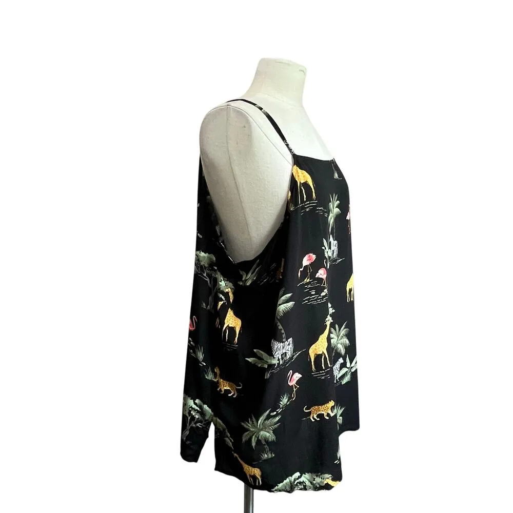 OLD NAVY Black Safari Animal Print Scenic Cami Tunic Tank Size XXL - Image 2