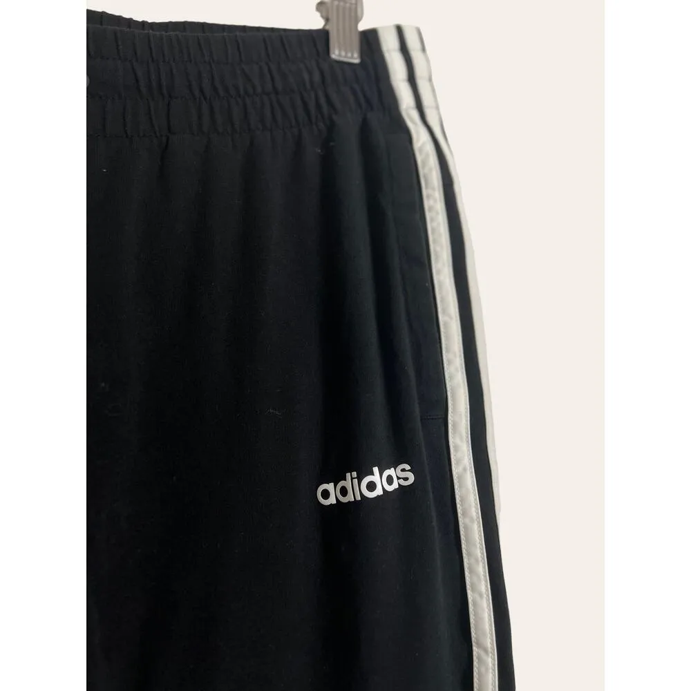 Adidas  Black Three Stripe Drawstring Athleisure Active Jogger Pants Size Medium - Image 5