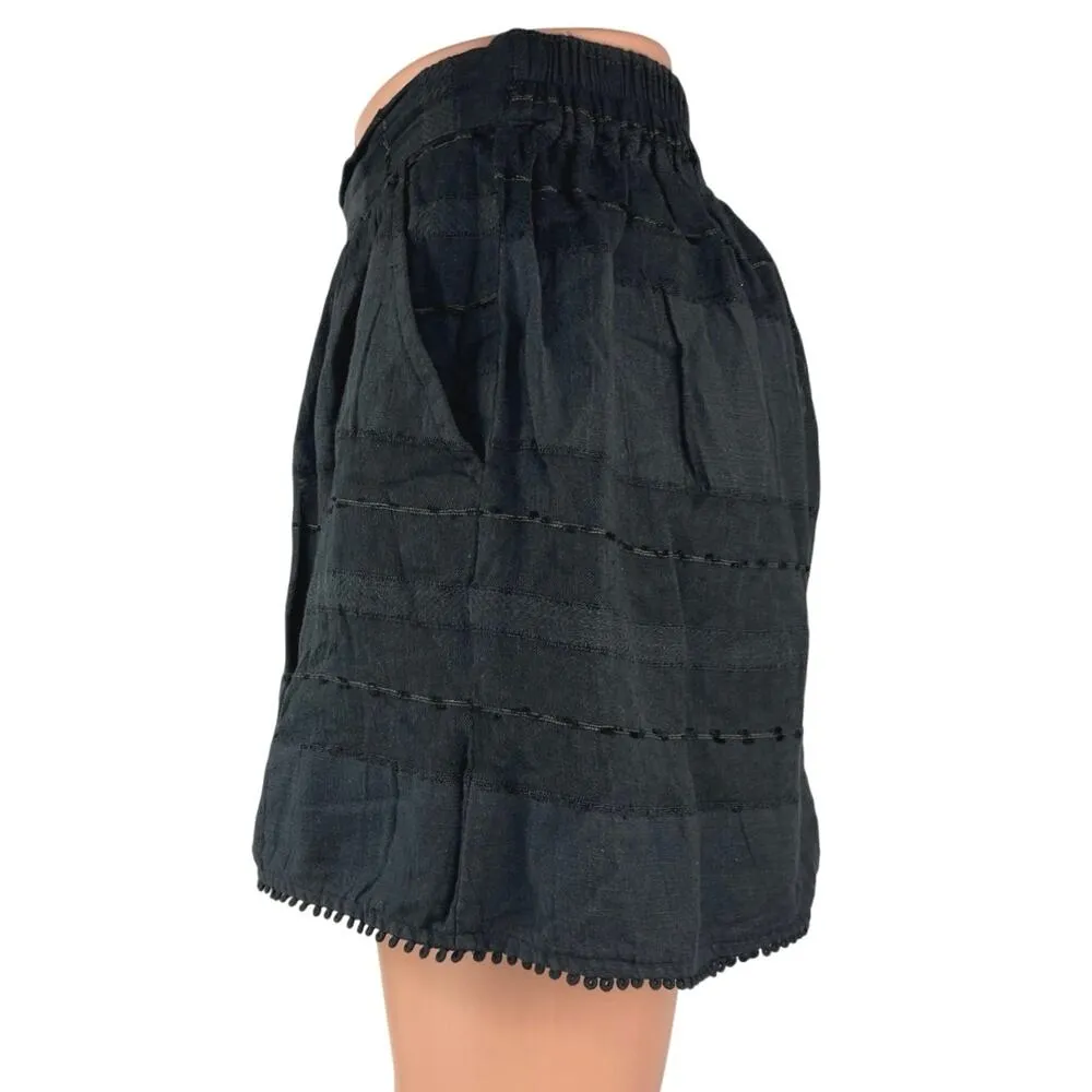 Free People Sedona Black High-rise Elastic Waist Relaxed Viscose Cotton Shorts S - Image 2