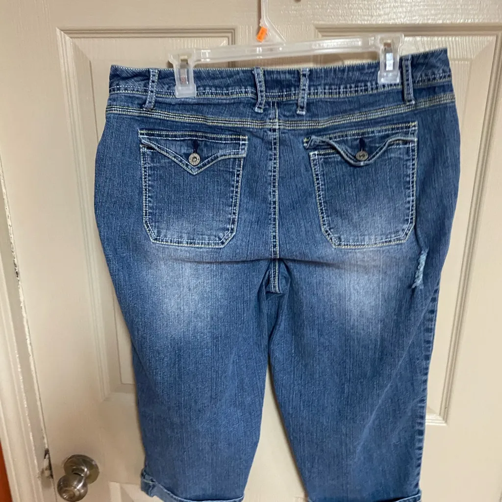 Cato  Distressed Blue Cropped Jeans - Image 7