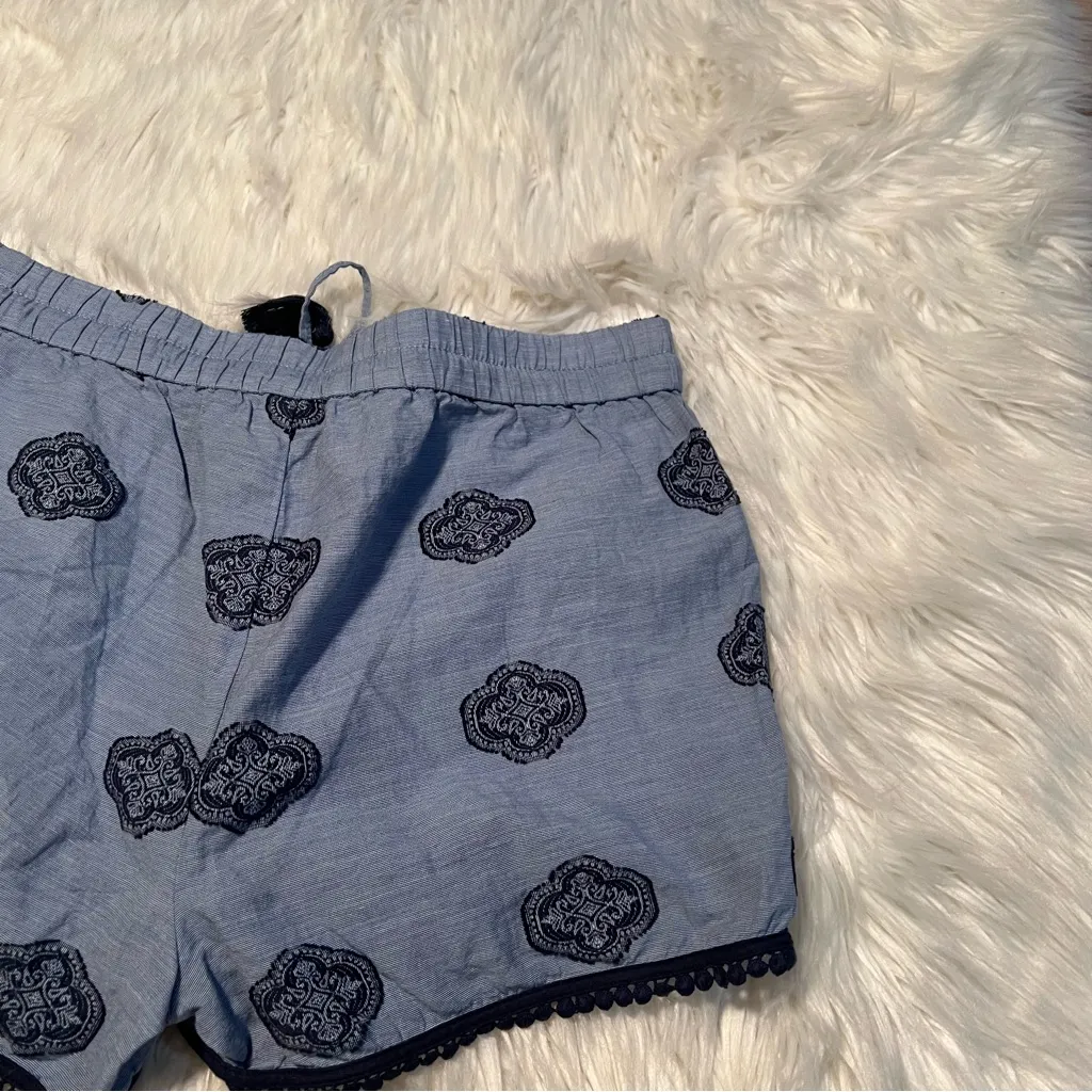 Loft Chambray Shorts Light Blue Navy Blue Geometric S - Image 7