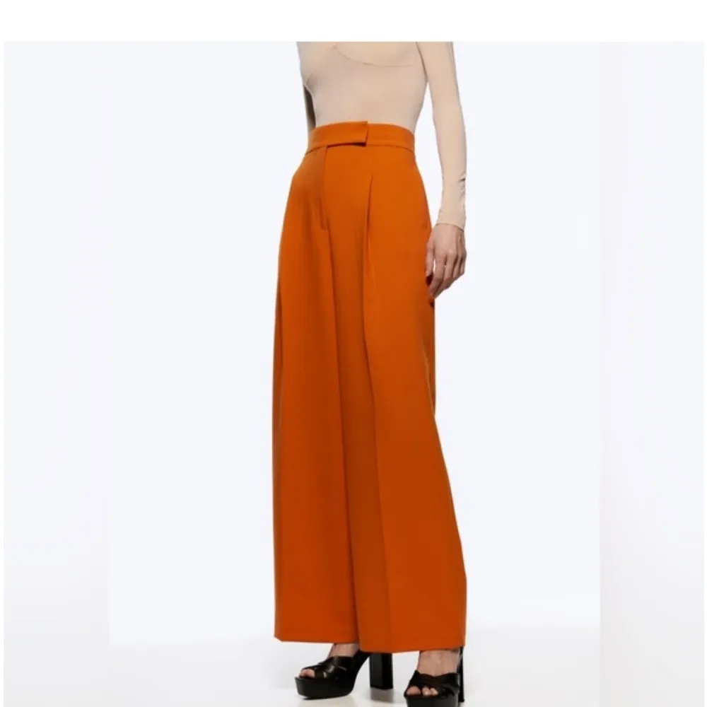 NEW Zara High Waist Burnt Orange Stretch “THE GABRIELLE PANTS” Pant Trousers S - Image 7