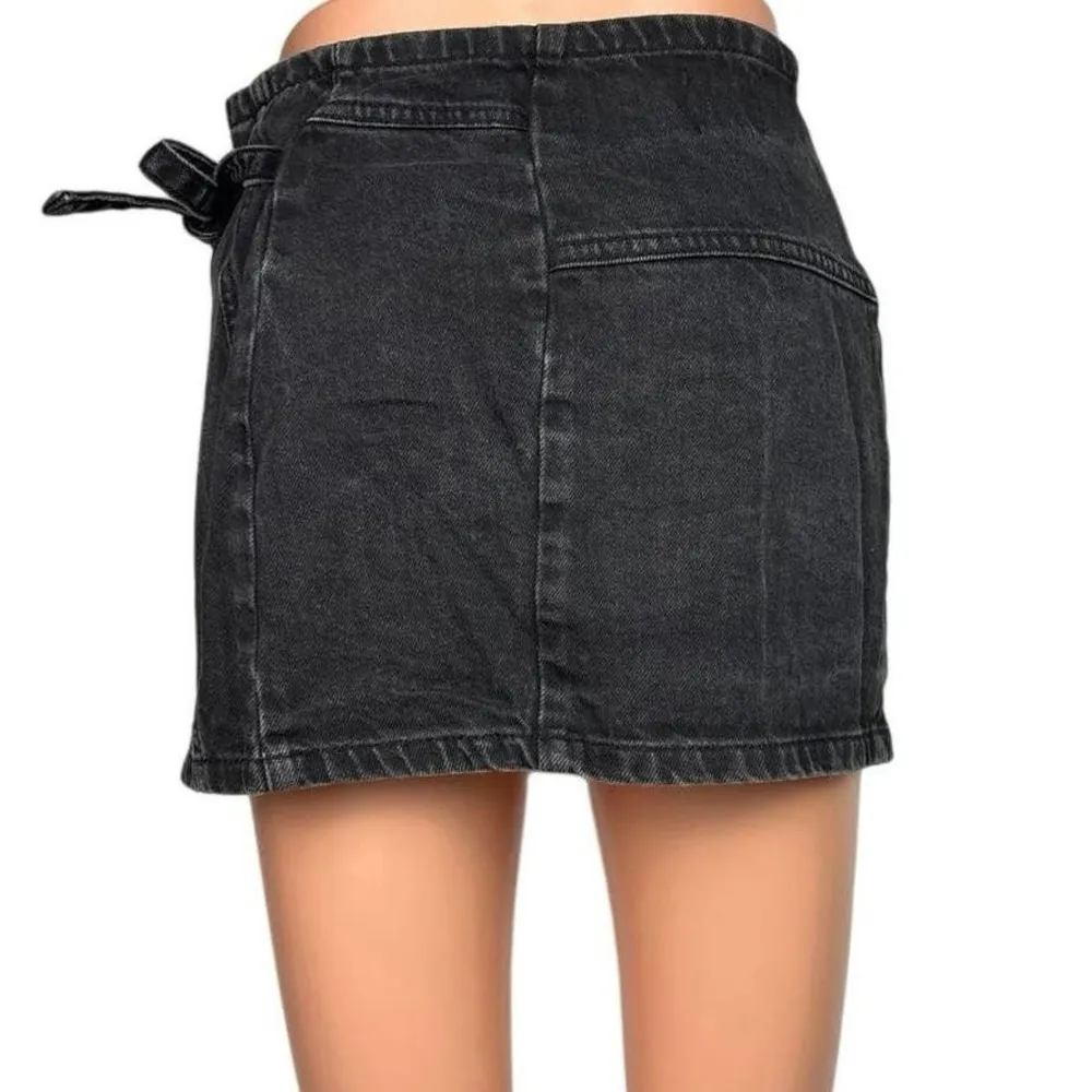 Urban Outfitters BDG Black Wrap Tie High Waist Jean Denim Mini Skirt Size XS - Image 3