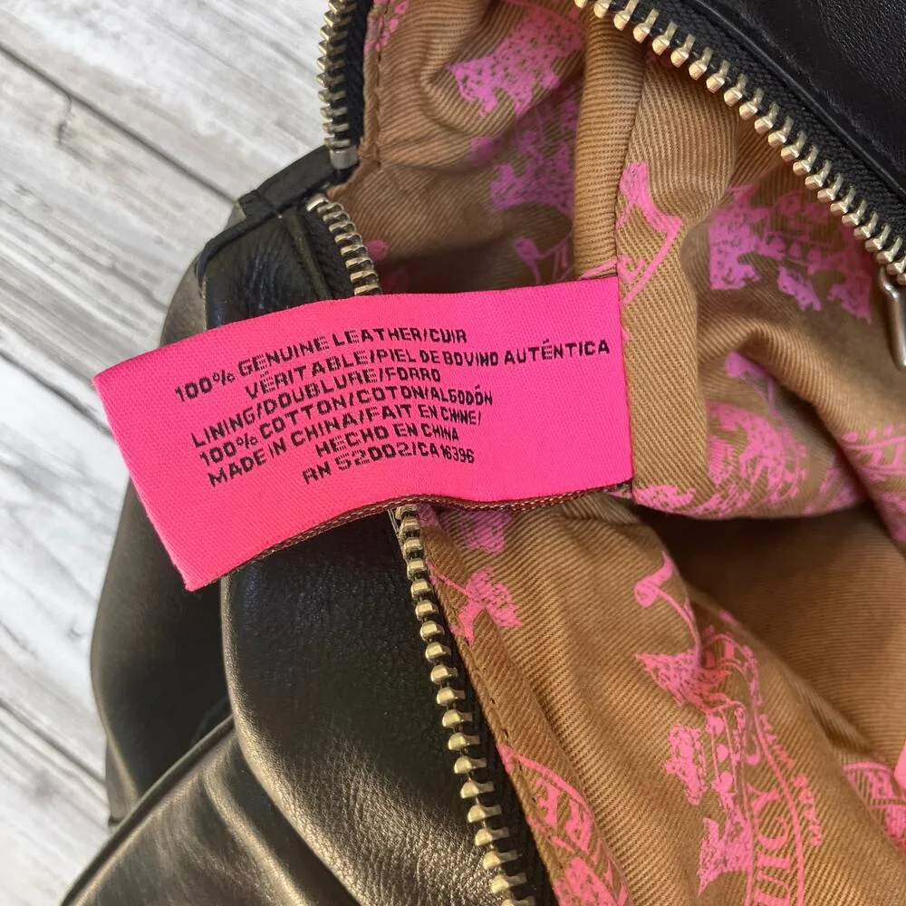 VTG Y2K Juicy Couture Purse Black Leather Studded Satchel Bikercore Grunge Goth - Image 11