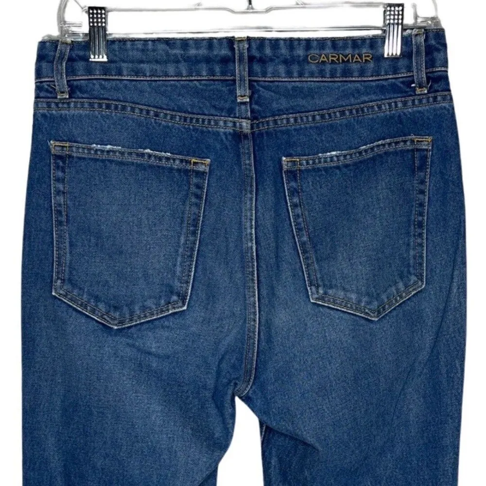 Carmar Jeans Women 6 28" Blue Ankle High Rise Frayed Casual Distressed Destroyed - Image 4