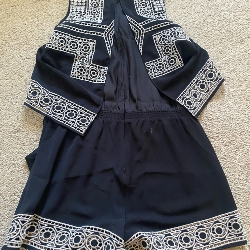 Parker Black and White Embroidered Romper - Image 5