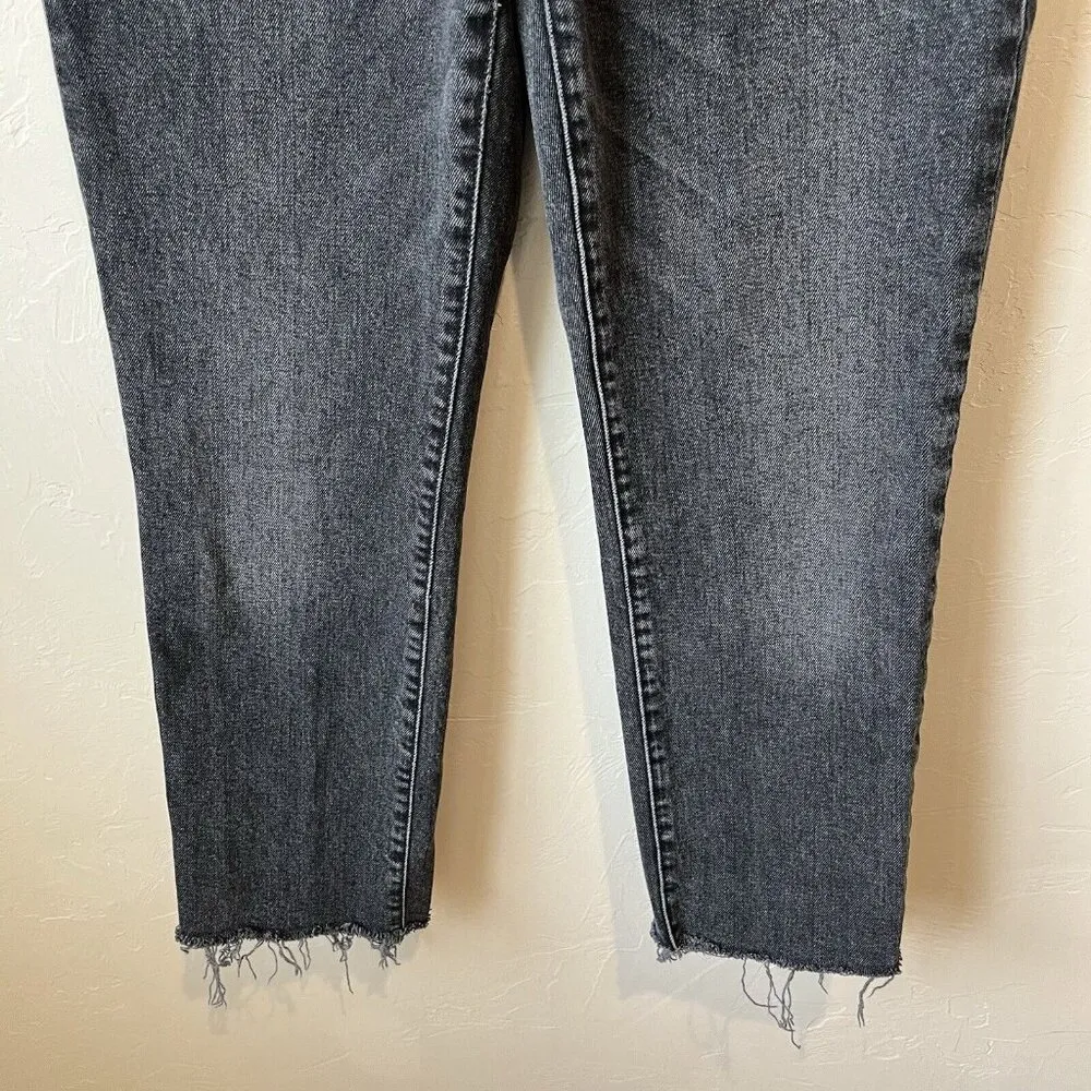 MADEWELL Jeans PERFECT VINTAGE STRAIGHT Black Grey Raw Hem SZ 27 Minimalist Stap - Image 7