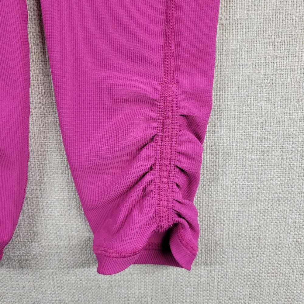 Wilo Womens Leggings Size XS Fuchsia Ruch Leg Ribbed High Waist Activewear NEW - Image 3