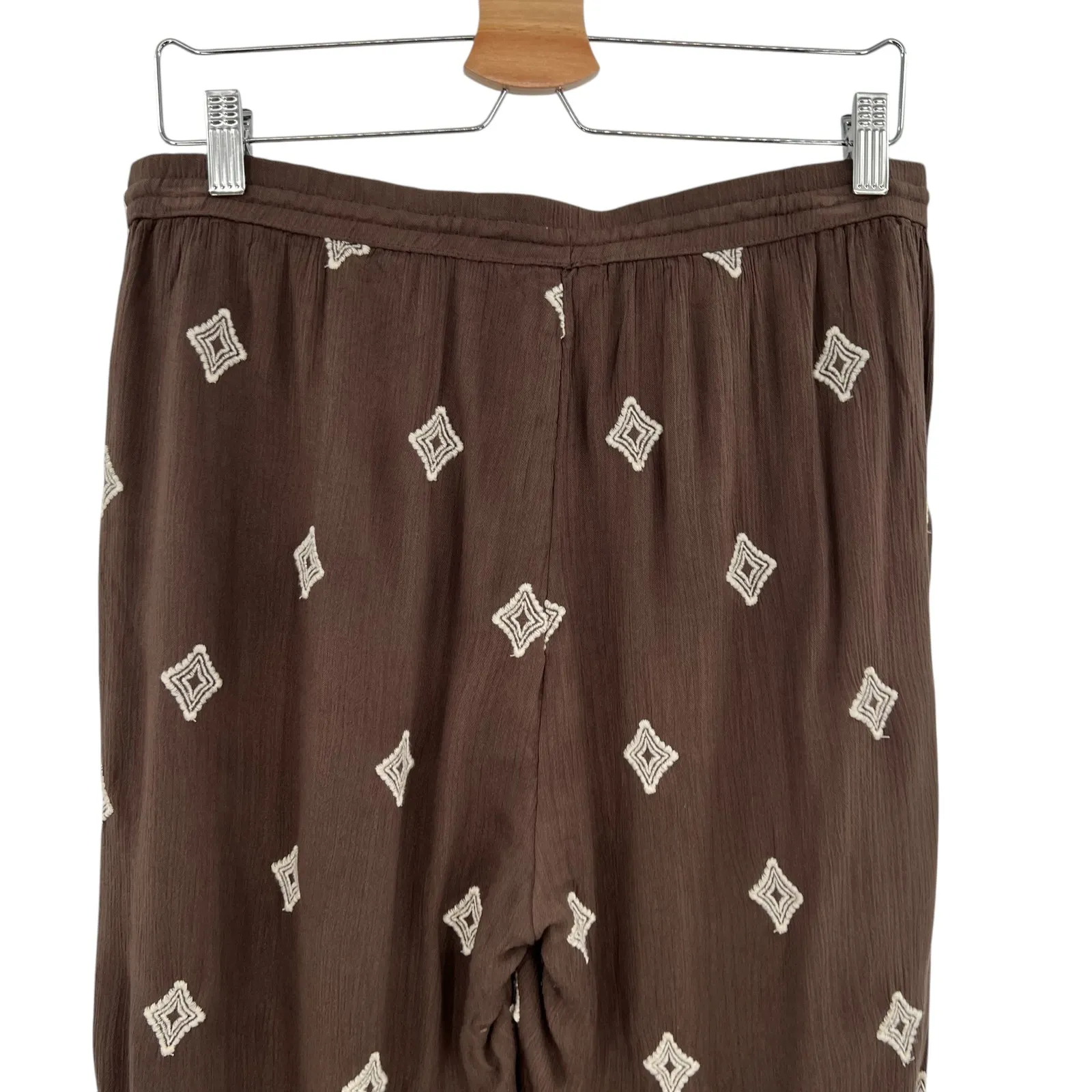 Sundance Le Meridien Pants Crop Embroidered Tasseled Brown Size Medium - Image 7