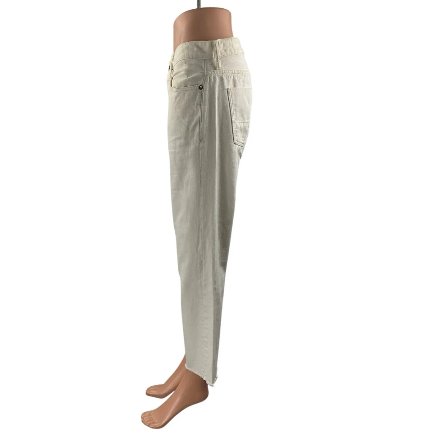 Vince Women's White High Waisted Frayed Raw Hem Straight Denim Jeans Pants Sz 26 - Image 2