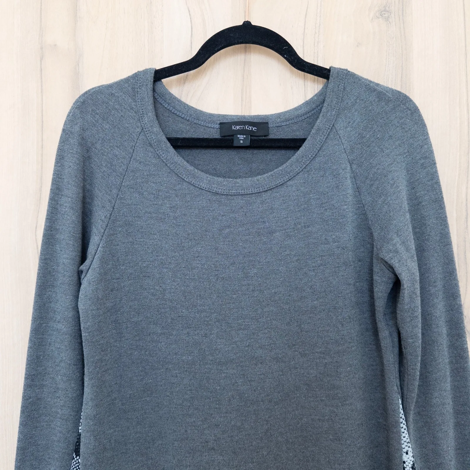 Karen Kane Womens Lace Trim Long Sleeve Top Size S Gray Office Modern Boho - Image 2